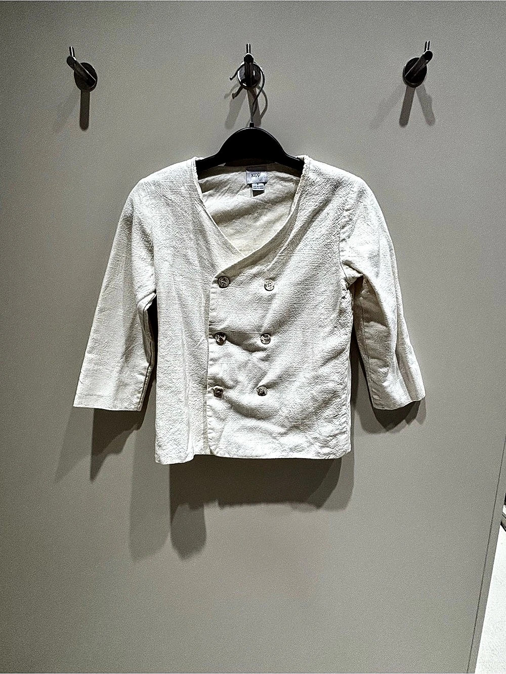Kipp Linen cotton Double-Breasted Jacket blazer in White Size 8